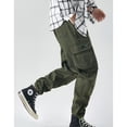 thumbnail image 4 of SWSMCLT Men's Cargo Pants Drawstring Ankle Elastic Waist Casual Closed Bottom Relaxed Loose Fit Baggy Joggers Pants Fashion Work Utility Pockets 75Army Green Large, 4 of 4