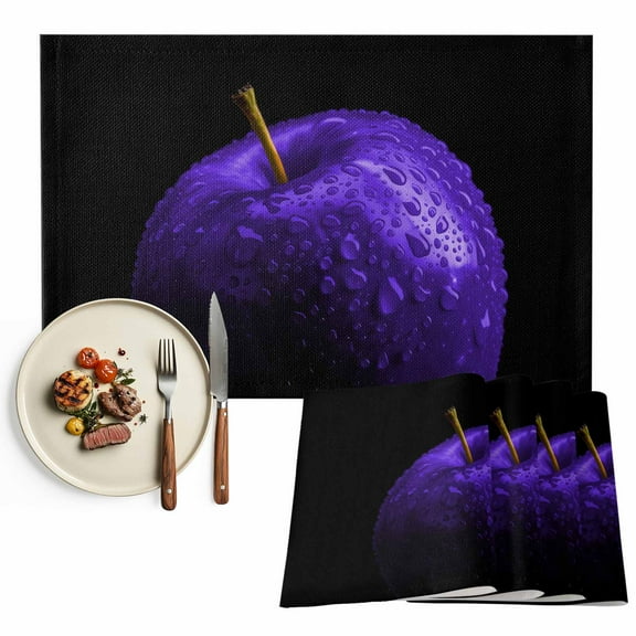 Placemats Set of 4, Purple Fruit Placemats Set of 4, Berry Drops Tablemats Washable Placemat Table Decoration for Kitchen Table Dinner Party Home Decor Indoor Outdoor 13x19 Inch