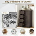 thumbnail image 3 of Costway Bathroom Storage Wooden 4 Drawer Cabinet Cupboard 2 Shelves Free Standing Brown, 3 of 10