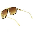 thumbnail image 4 of Retro Oversize Aviator Sunglasses Cut Out Flat Top Crossbar Neutral Color Lens 60mm (Tortoise Gold / Amber), 4 of 4