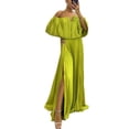 thumbnail image 2 of Vestido elegante y sexy con abertura y hombros descubiertos plisado para mujer de otoño e invierno, 2 of 6