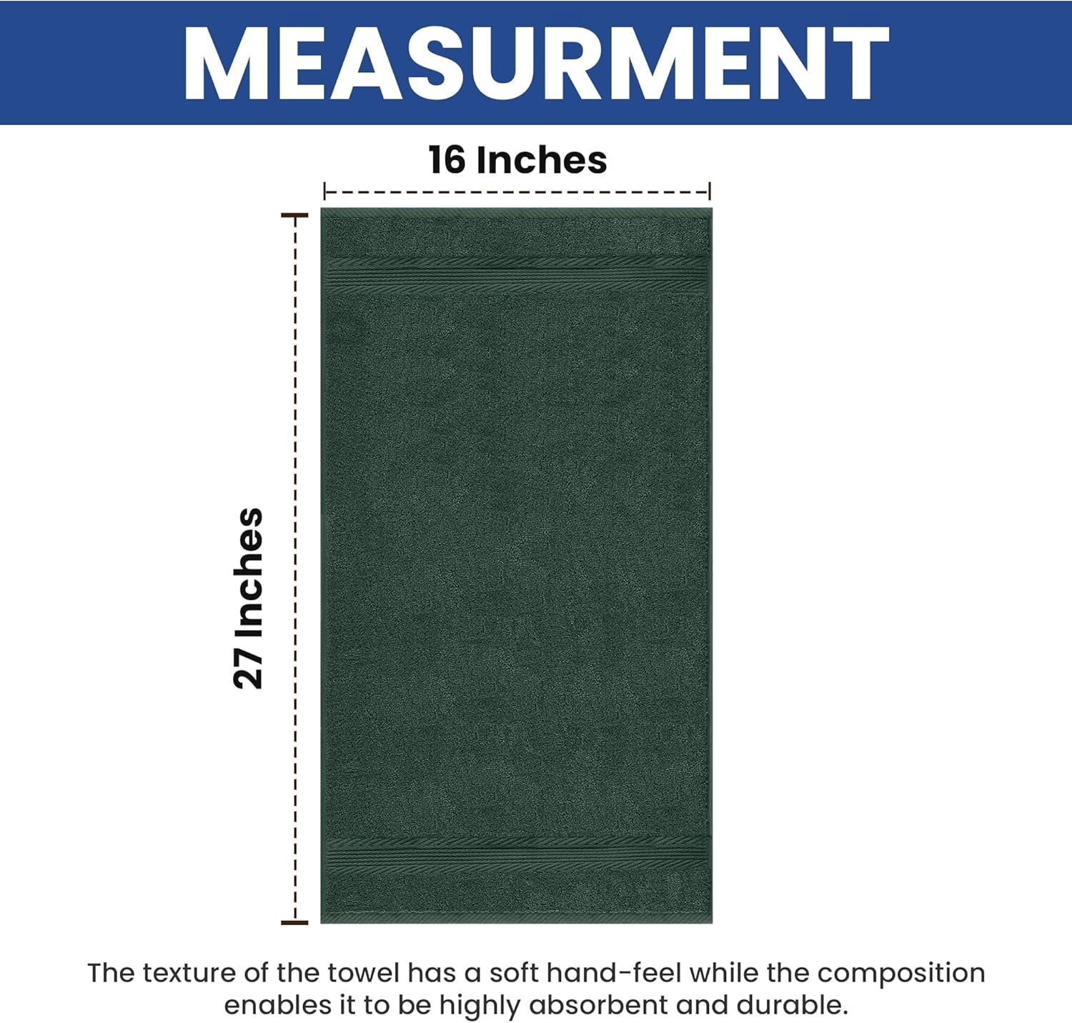 Linteum Textile 100% Cotton Premium Hand Towels 16x27 Inches [Pack of 12] Hunter Green