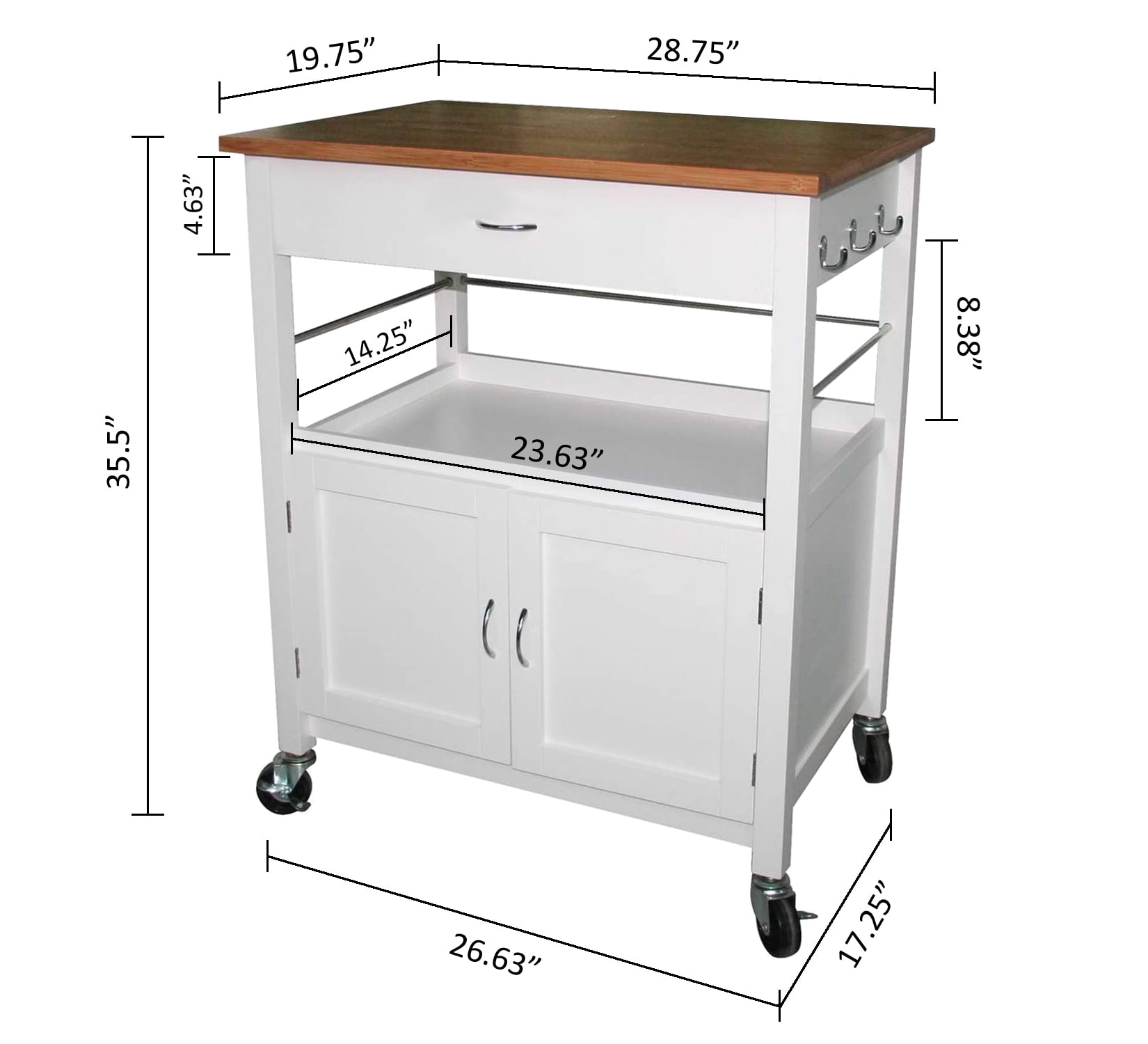 EHemco Kitchen Island Cart On Wheels With Drawer, Storage