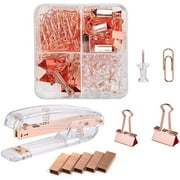 Rose Gold Desk Accessories Set, Transparent Rose Gold Acrylic Desktop Stapler With 1000 Pcs Rose Gold Staples, Rose