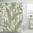 thumbnail image 2 of 72" x 72" Sage Green Leaves Shower Curtain Modern Plant Bathroom Set Botanical Aesthetic Home Bath Bathtub Decor Durable Fabric Machine Washable with 12 Hooks, 2 of 5