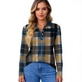 thumbnail image 5 of Women's Polo Shirt Long Sleeve Tops Collared Button Down Golf Tee Casual Spring Summer Work T Shirts Dark Blue L, 5 of 5