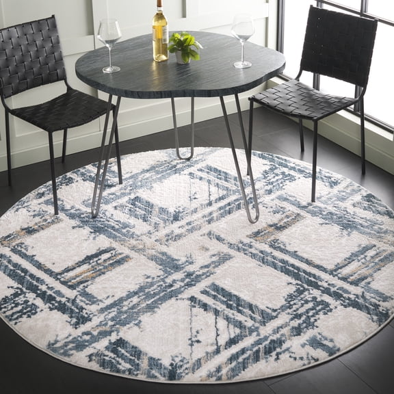 Safavieh Kingston Vivian Geometric Area Rug, Blue/Ivory, 6'7" x 6'7" Round