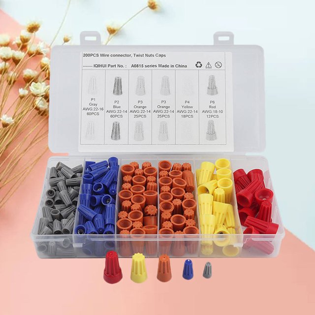 WASHWEPE 200 Pcs Petits Connecteurs Électriques Couleurs Assorties Kit de Connecteur Durable pour Usage Extérieur