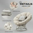 thumbnail image 6 of MeetLeisure Papasan Chair, Swivel PE Wicker Outdoor Patio Lounge Chair with Cushion, Beige, 6 of 8