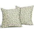 thumbnail image 2 of Brown Green Floral Pillow Covers 20x20 Inch Set of 2, Rustic Cottage Style Cute Flower Block Print Decorative Throw Pillow Cases Cushion Covers Vintage Decoration Gift Farmhouse Sofa Couch Bed Decor, 2 of 6