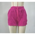 thumbnail image 6 of 2025 spring/summer new women's solid color drawstring pocket fashion casual shorts in stock, 6 of 6