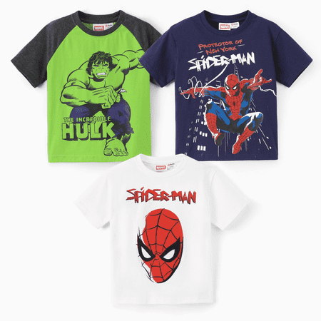 Marvel Spider-Man Boys T Shirts Kids Toddler Graphic Print Short Sleeve Crewneck Tees Summer Tops 3 Pack