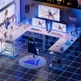 thumbnail image 6 of iSunirm Home Office L Shaped Desk with Magic Power Outlets and USB Charging Ports, 50.4"D x 42.5"W x 29"H, Storage Shelves, Reversible L Shaped Desk, Suitable for Students & Adults, White, 6 of 8
