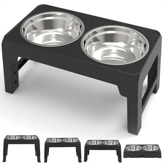 Lapensa Elevated Dog Bowls, Stainless Steel Raised Dog Bowl with Adjustable  Stand, Double Dog Food and Water Bowl for Small Medium Large Dogs, (Deep