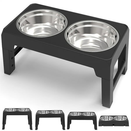 Elevated Dog Bowls, 4 Height Adjustable Raised Dog Bowl with...