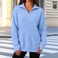 thumbnail image 6 of MLCDZ Womens Sweatshirt 1/4 Half Zip Pullover Casual Long Sleeve Collared Lightweight Sweatshirts Fall Outdoor Sports Holiday Party Tops with Pockets, 6 of 7