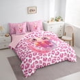 thumbnail image 3 of Feelyou Kawaii Pink Axolotl Bedding Comforter Set 7pcs for Kids, Leopard Cheetah Print King Bedding Sets, Cute Cartoon Animal Reversible Bed Sheets, Luxury Bedroom Decor, 3 of 7