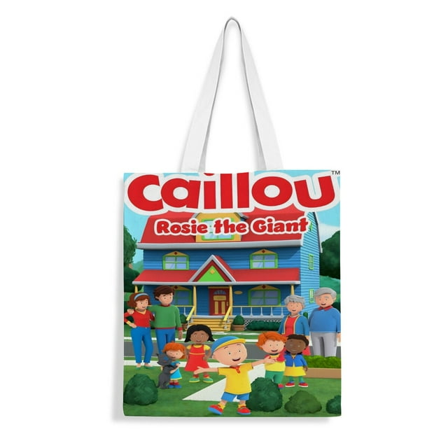 Caillou Bolso de tela con estampado de lienzo para mujer, bolsa de compras reutilizable y estética, con cremallera interior, regalo para mujer,40*45cm.