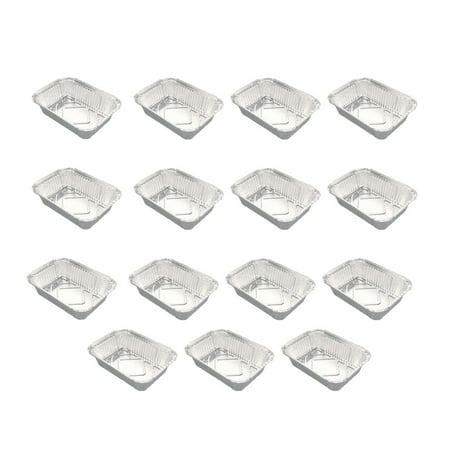 

Gong 15 Pcs 1100ml Square Disposable Tin Foil Barbecue Tray Party Barbecue Tray Flat Square Grill Tray Food Holder for Indoor Outdoor (Silver)