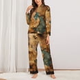 thumbnail image 2 of Saiise Antique Map Adventure Scene Print Women Soft Pajama Sets,Long Sleeve Sleepwear Button Up 2-Piece Pjs Lounge Sets-X-Large, 2 of 7