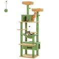 thumbnail image 2 of PAWZ Road 72 inch Large Cat Tree Tower with Sisal Scratching Posts and 2 Condos for Indoor Cats Green, 2 of 9