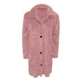 thumbnail image 5 of Wuxian Women Overcoat Long Length Plus Size Button Down Turndown Collar Solid Color Jacket Long Sleeve With Pockets Fall Winter Casual Outerwear,Pink,XXXXL, 5 of 6