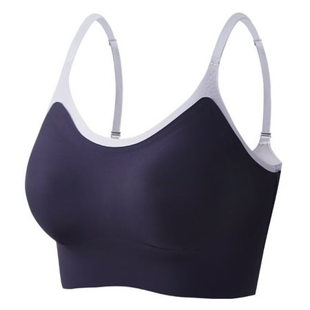 SMihono Deals Womens Minimizer Full Coverage Underwear Lightweight Thin Padded Breathable Jelly Bras Quick Dry Fitness Sport Gathering Bra Dark Blue S