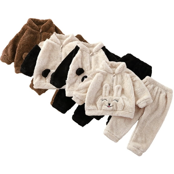 Godderr Toddler Baby Winter 2Pcs Pajamas Pj Set for Boys Girls,Autumn Winter Cartoon Pullover 9M-5Y Kids Sleepwear Tops Pants Set Infant Loungewear Outfits