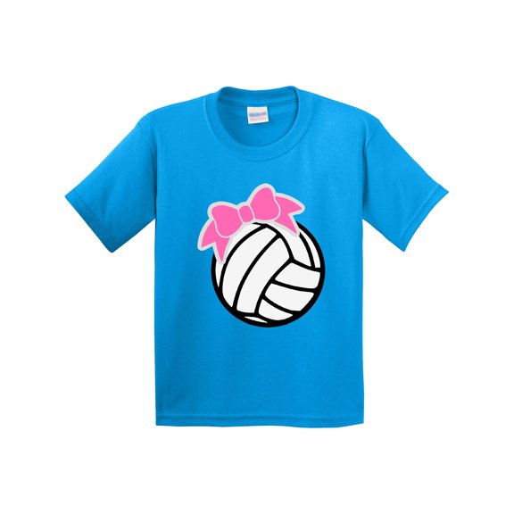 Inktastic Volleyball with Pink Bow Youth T-Shirt