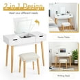 thumbnail image 6 of Costway Vanity Table Set w/ Flip Top Mirror Drawers 9 Dividers Makeup Writing Desk White, 6 of 9