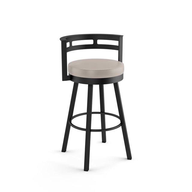 Amisco Render 30 in. Swivel Bar Stool - Cream Faux Leather / Black Metal