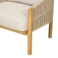 thumbnail image 4 of Christopher Knight Home Wood Outdoor Lounge Chair with Handwoven Rope Armrests, Beige Cushion, Set of 2, 4 of 8