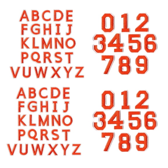 AOOOWER 72pcs Embroidered Letter Number Iron On Appliques for Clothing Bags Projects