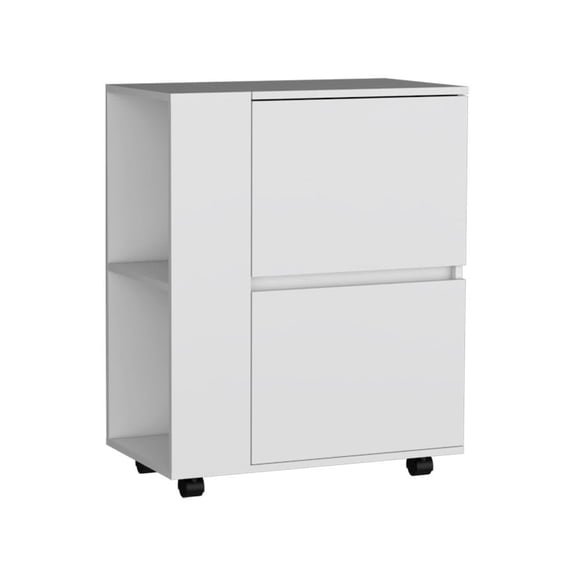 TUHOME Arlet Kitchen Island with Spacious Two-Door Cabinet Storage, Open Utility Shelf