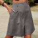 thumbnail image 4 of Bermudas Pantalones cortos informales para mujer por encima de la rodilla, ajuste holgado, pierna ancha, cremallera, traje de vacaciones Ygjytge Gris T XL para Mujer, 4 of 6