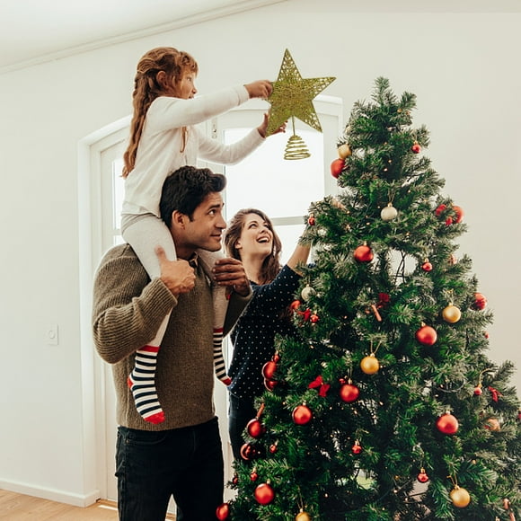 Veeogra Big Sale,Christmas Decor,Christmas Clearance,Christmas Tree Decoration 10 Inch Gold Glitter Hollow Design Christmas Tree Decoration Wit,Party Decorations,Living Room Decor,Gold