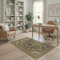 thumbnail image 2 of ODIKA 4'x6' Green Blue Avocado Floral Medallion Washable Area Rug Intricate Pattern with Classic Elegance Non-Slip, Chair-Friendly, Flatwoven for Home Office, Under Desk, 2 of 7