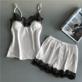 thumbnail image 3 of REALiKUN Women Pajama Set Lace Trim Short PJ Set Modal Sleeveless Sleepwear Drawstring Waist Nightwear White M, 3 of 4