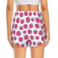 thumbnail image 4 of Xecao's Hand Drawn Strawberry for a double-layer running short for women, perfect for gym, tennis, and more, featuring a convenient pocket., 4 of 9