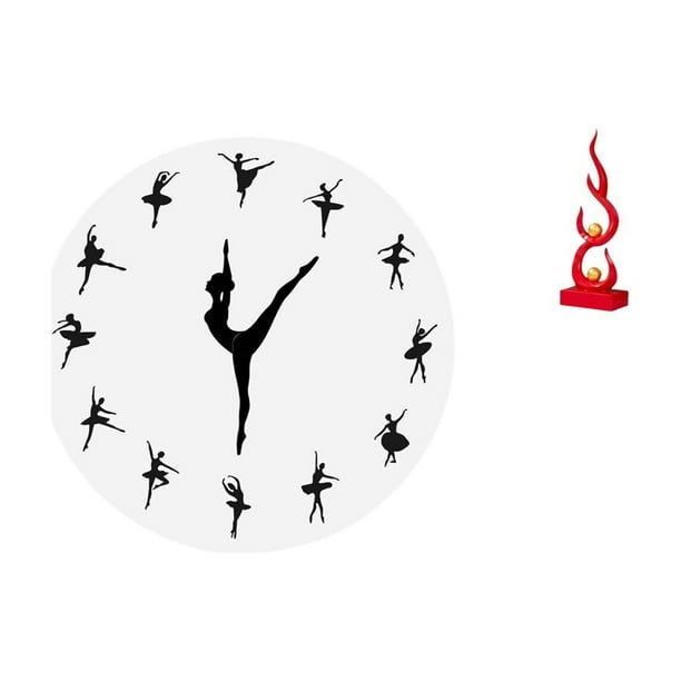 Reloj de pared,Reloj de pared con bailarina,reloj decorativo colgante.,Relojes de pared silenciosos Reloj decorativo de tiempo silencioso,Escultura abstracta de fuego,Estatua de arte abstracto
