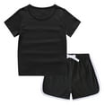 thumbnail image 5 of XZNPDUCQ Toddler Baby Girl Summer Clothes Set Outfit Short Sleeve T-Shirt and Shorts 2Pcs Suit for Girls Short T-shirt Sets 5-6 Years Black, 5 of 9
