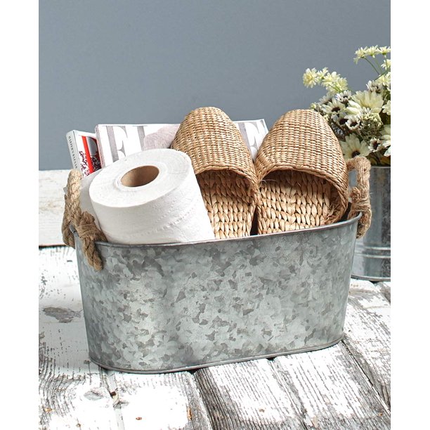 Galvanized Monogram BucketsPlain