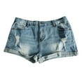 thumbnail image 4 of Durtebeua Frayed Denim Shorts for Women Pockets Mid Waist Ripped Hem Jean Shorts Summer Jean Shorts SkyBlue S, 4 of 5