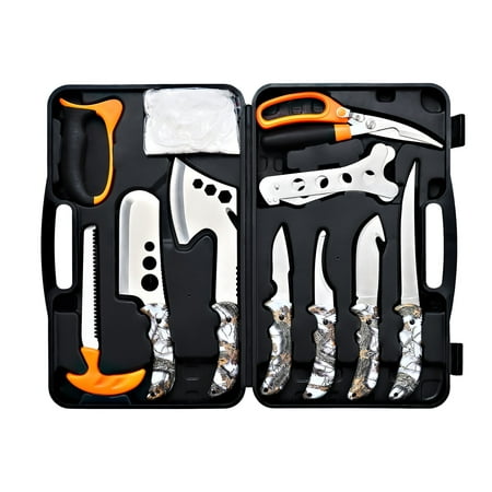 KNINE OUTDOORS Hunting Deer Knife Set Field Dressing Kit Portable Butcher Game Processor Set 12 Pieces