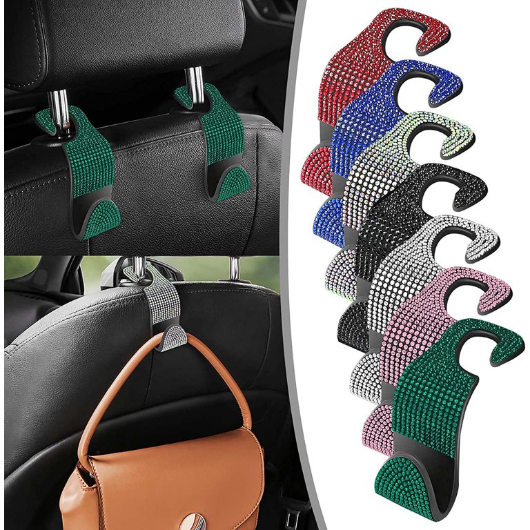 Crystal Bling Rhinestone Car Seat Hooks,Auto Seat Hook Backseat Hangers  Organizer Durable Auto Car Hooks for Handbag Purse Clothes Hat Universal  Vehicle Decor Accessories 