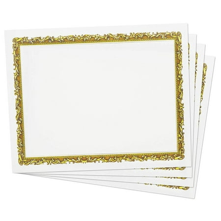 Gold Foil Certificate Paper (48 Pack) for Awards Diplomas, Printer Friendly 8.5 x 11