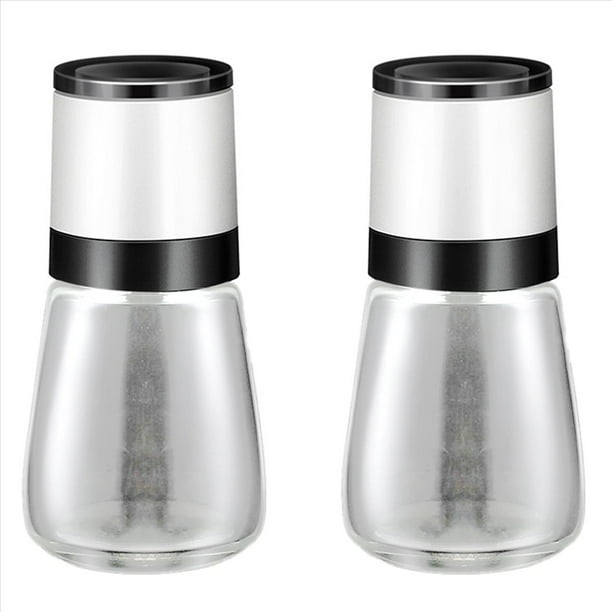 2X Molinillo Manual de Sal y Pimienta, Molinillo de Vidrio Transparente, Molinillo de Pimienta, Botella de Condimento, Utensilios de Cocina,