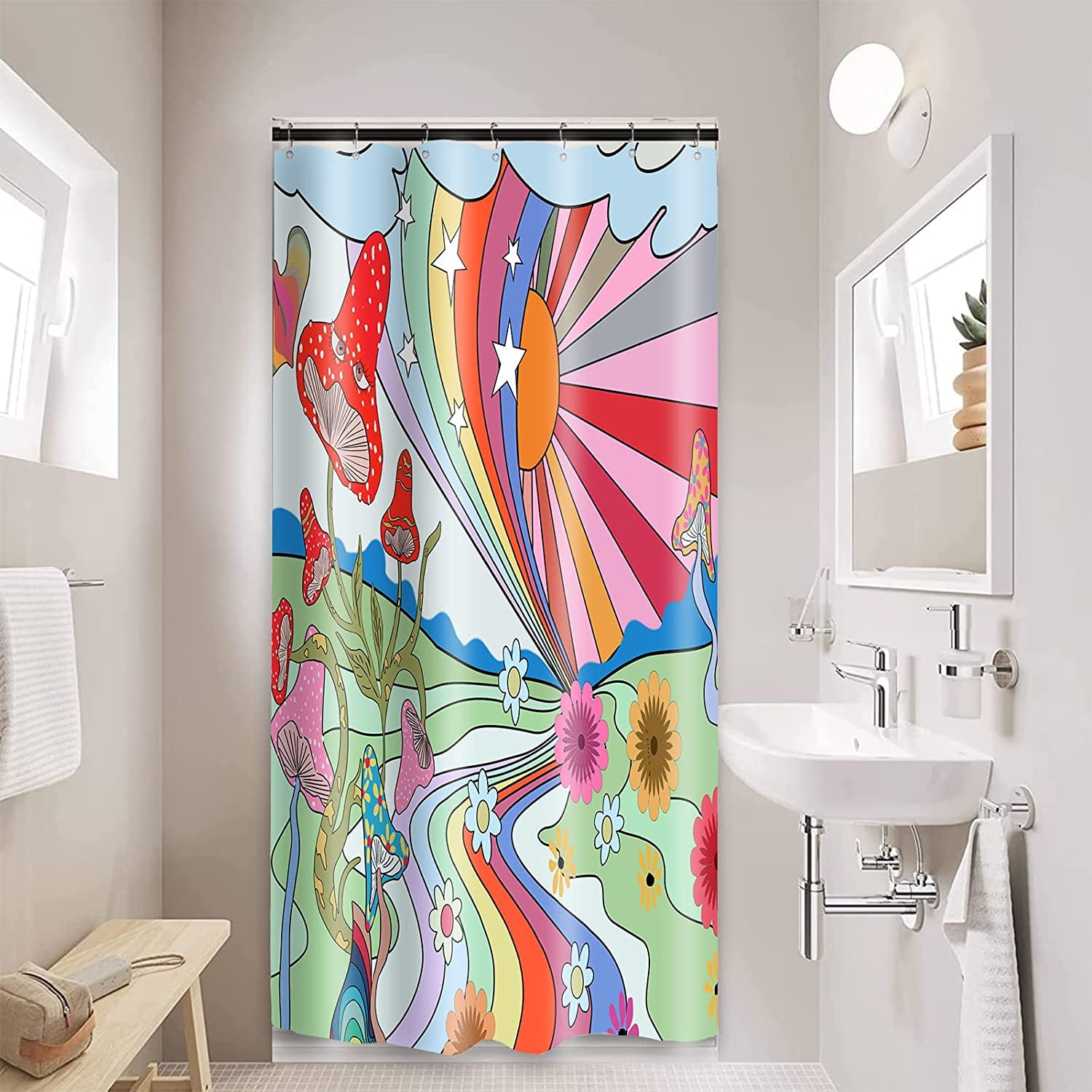 Stall Shower Curtain 36Wx72HInch Narrow Partition Fabric Water