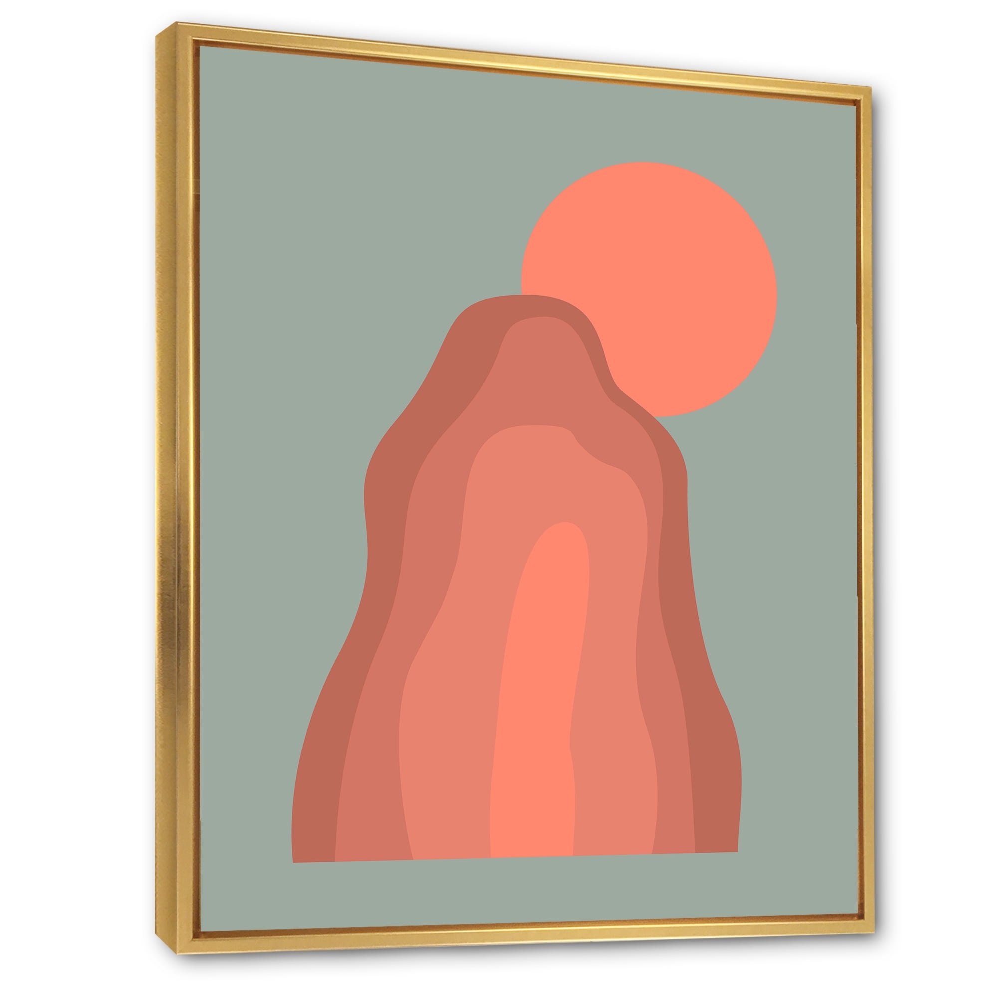 Designart 'Abstract Pink Sunset Mountain Landscape' Modern Framed Canvas Wall Art Print