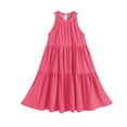 thumbnail image 5 of Abcomgle Summer Dress for Girls 7-8 Casual Halter Neck Sleeveless Girls Dresses Solid Color A-line Sundresses Summer Swing Skirt 13-14 Years,Vermilion, 5 of 7